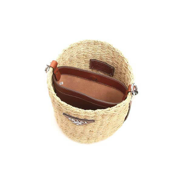 プラダ ラフィアxレザー バケットバッグ偽物1BE052VOOO2DJDF0I55